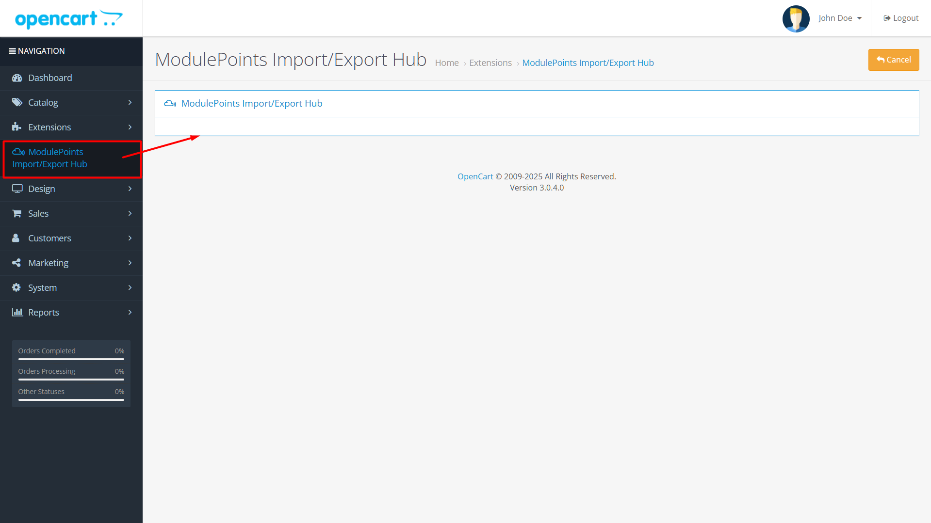Installation guide of Import Export Hub extension