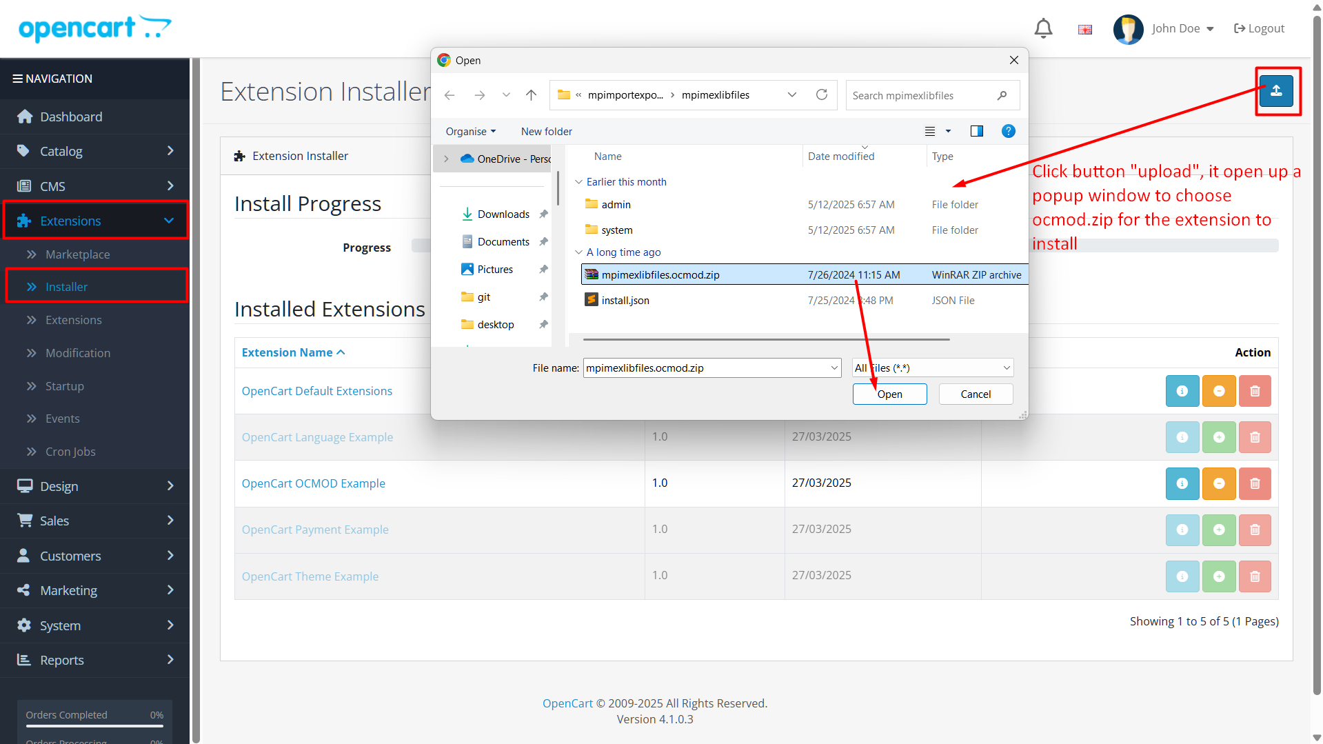 Installation guide of Import Export Hub extension