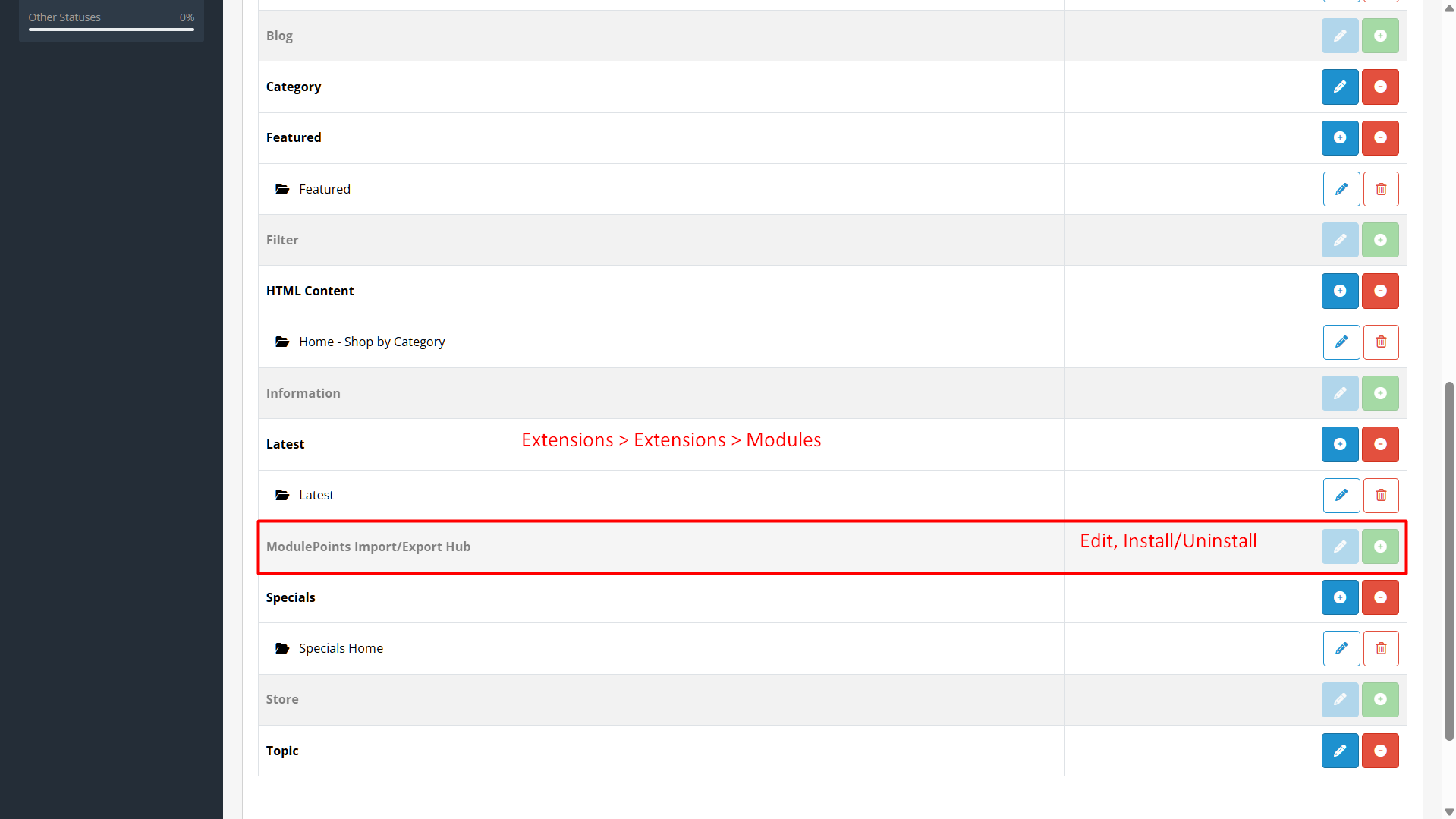 Installation guide of Import Export Hub extension